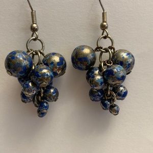 Speckled Blue Cluster Drop Earrings